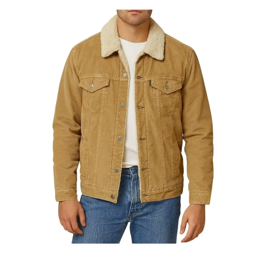 Vintage GAP Y2K Corduroy Sherpa Lined Type 3 Trucker Jacket XXL Tan Casual Coat